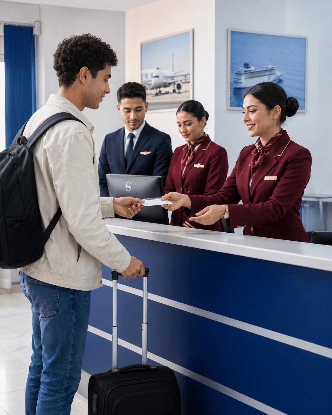 Étudiants ATAM en simulation d'accueil aéroportuaire